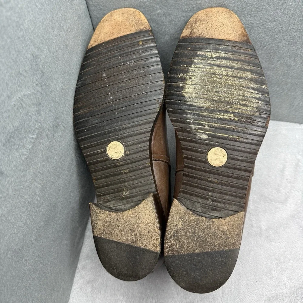 Vintage Beltrami Womens 8 Brown Leather Monk Strap Ankle Boots Made Italy